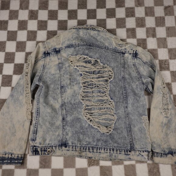 Highway Jeans Distressed Acid Wash Jean Jacket S small - Picture 2 of 8